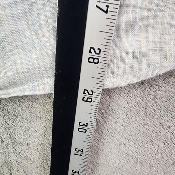 Men's Gap Shirt 100% Linen Light Blue & White Stripes Button-Up Long Sleeve M - Picture 11 of 12